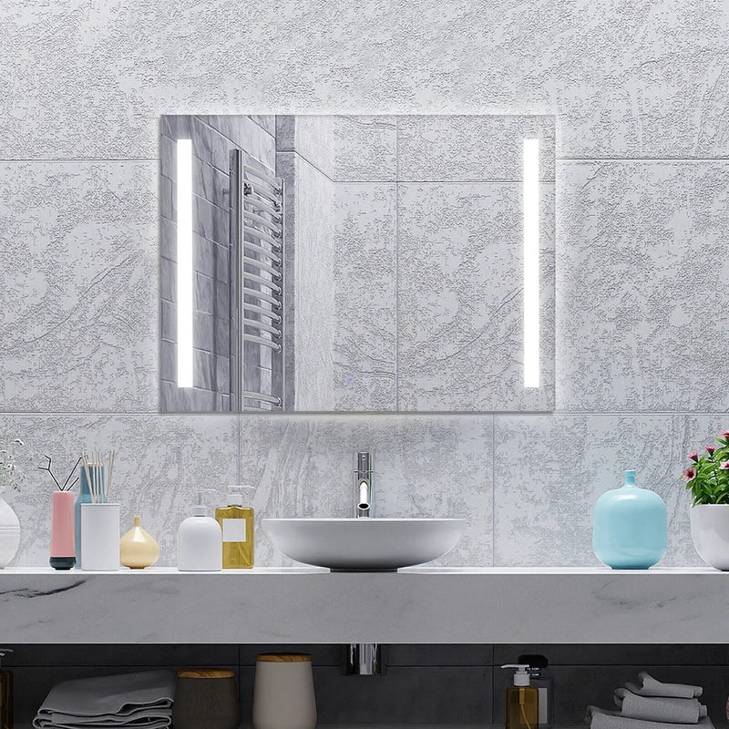 32 x 24 Inch Quadrate Wall Mirror with 3-Color Lights and Anti-Fog Function by DirectDeals