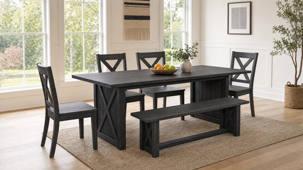 70.87" Farmhouse Large Dining Table for 6-8 People