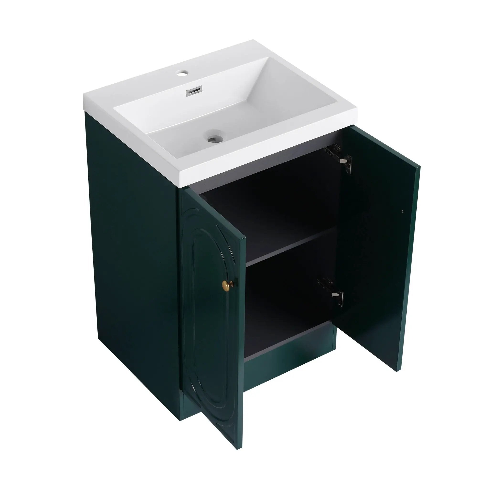 Contemporary Freestanding Bathroom Vanity With Resin Sink & Soft-Close Cabinet Doors by HouseOfZazla
