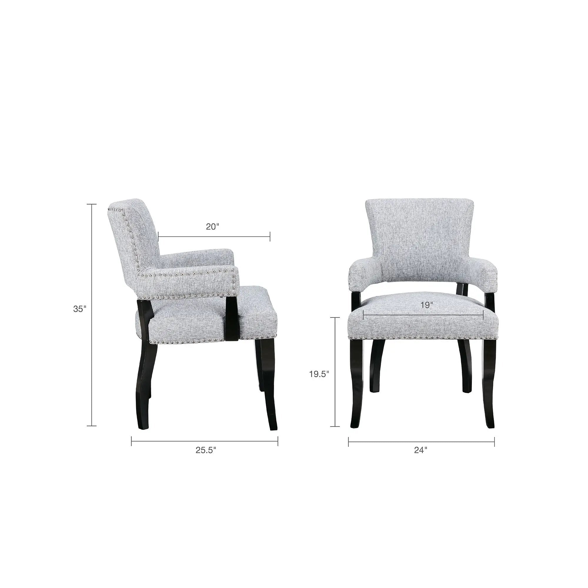 Elegant Arm Dining Chair With Brass Nail Head Detailing by Unique Piece Furniture