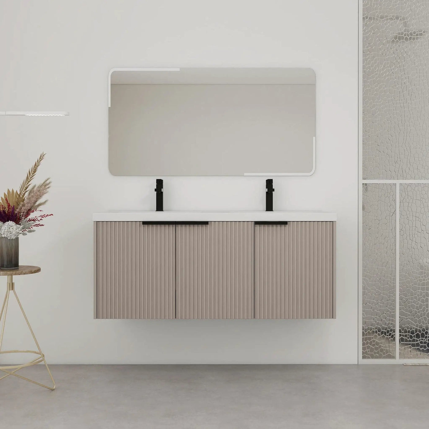 Contemporary Wall Mounted Bathroom Vanity With Resin Double Sink by HouseOfZazla