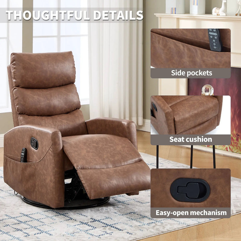 Heat Massage Manual Recliner Chair with Rocker and Swivel by HouseOfZazla