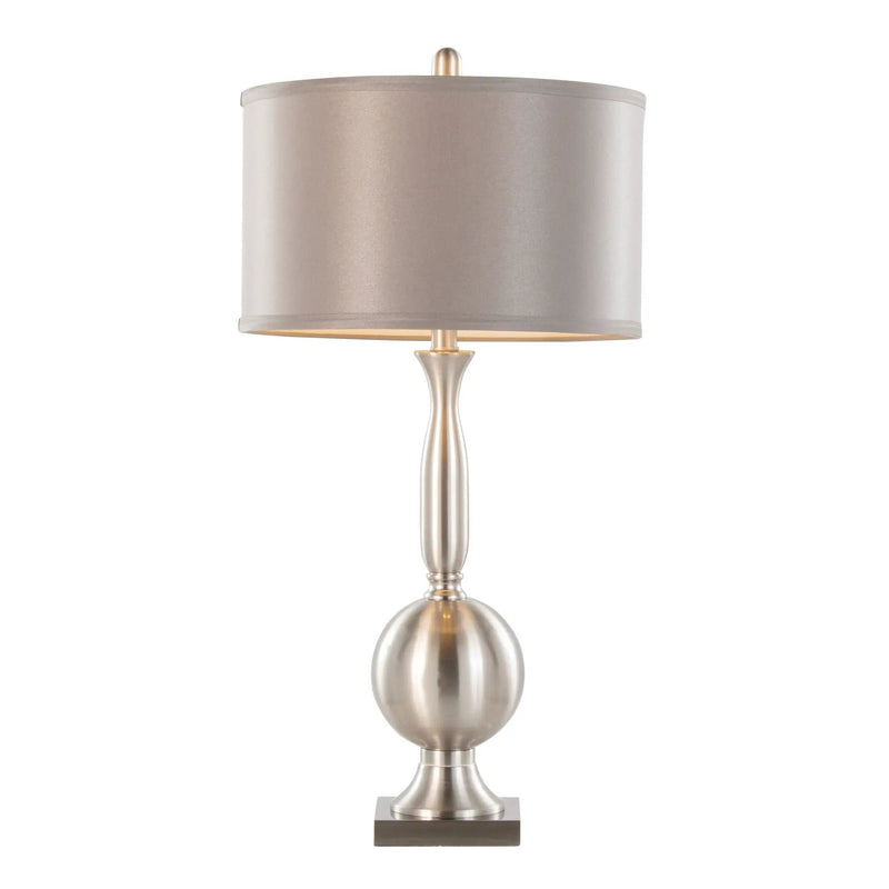 Joan - Contemporary Table Lamp (Set of 2) - Nickel / Gray Satin by HouseOfZazla