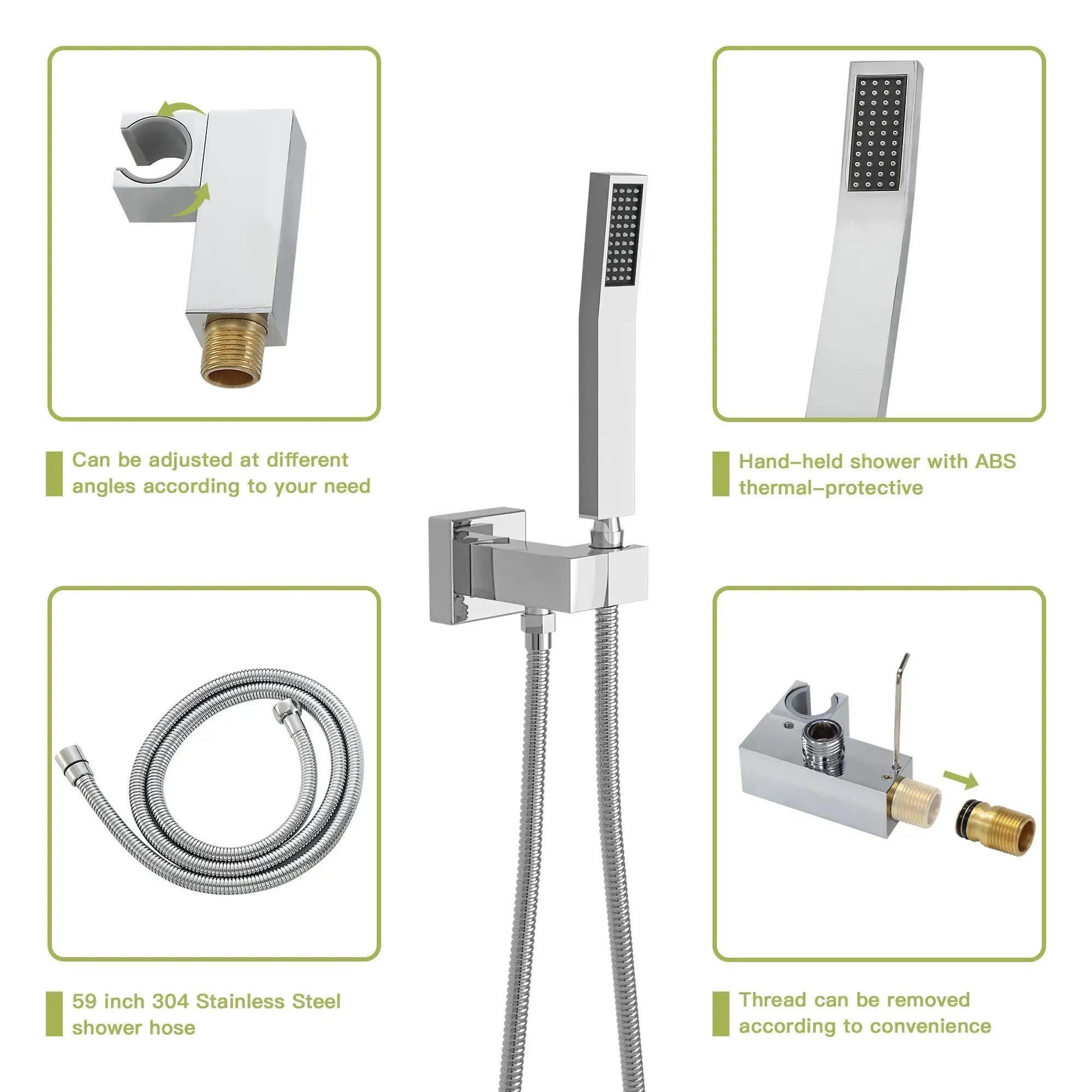 Modern Dual Shower Head System With 16" Ceiling Mount Finish, Stainless Steel And Brass by HouseOfZazla
