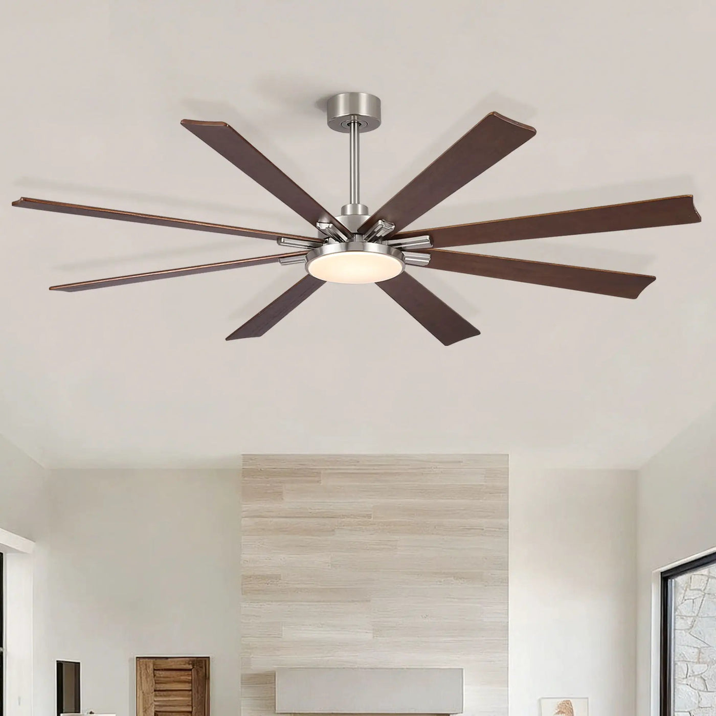 Large Ceiling Fan With Dimmable LED Light 8 Blades Remote Control, Reversible DC Motor by HouseOfZazla