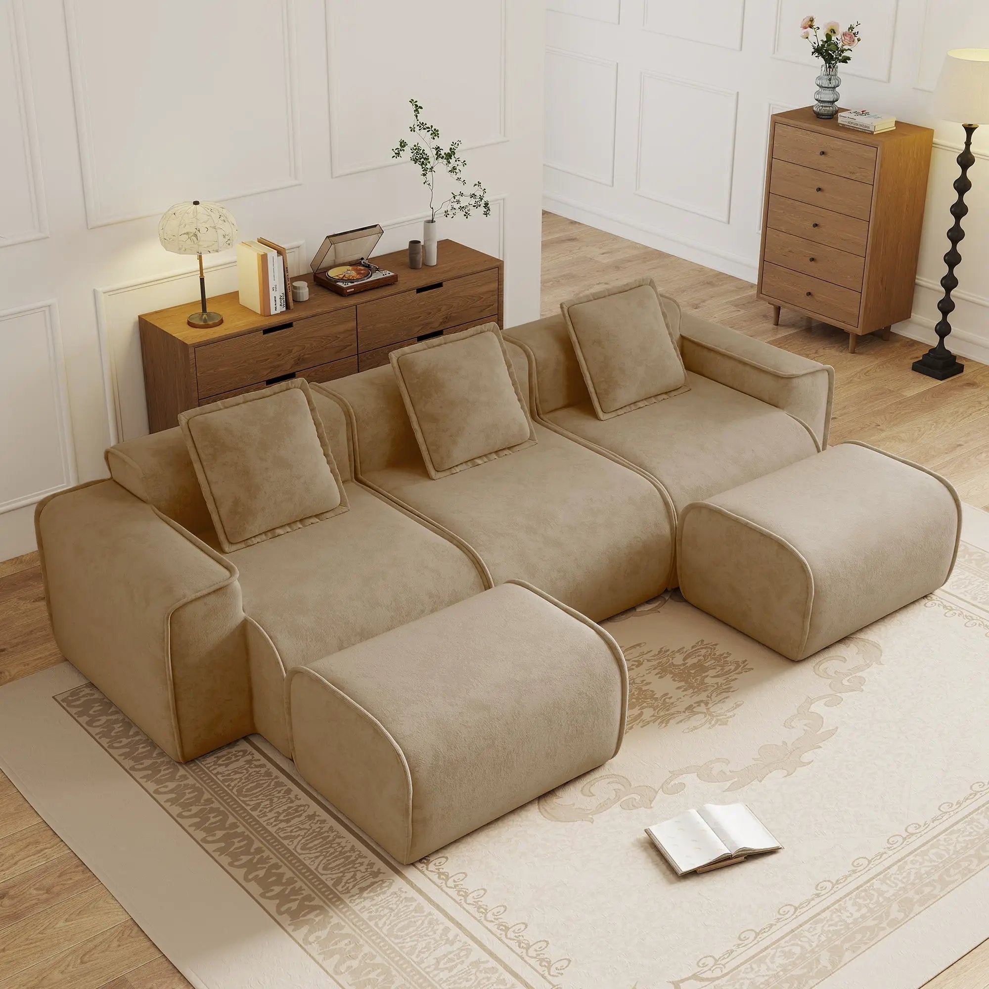 Streamlined Design Modular 3 Seat U Shape Sectional Boneless Sofa by HouseOfZazla