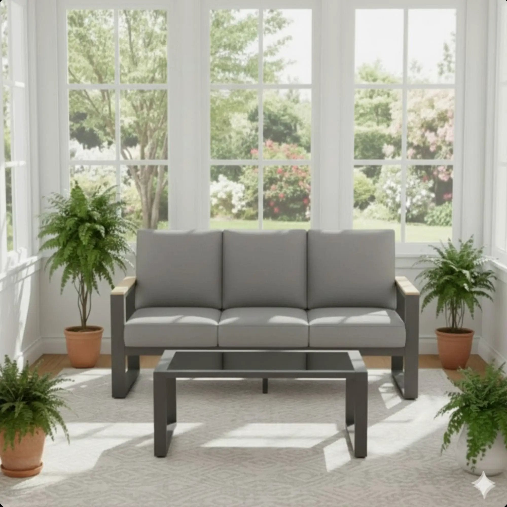 Modern Outdoor Sofa Set With Coffee Table by HouseOfZazla