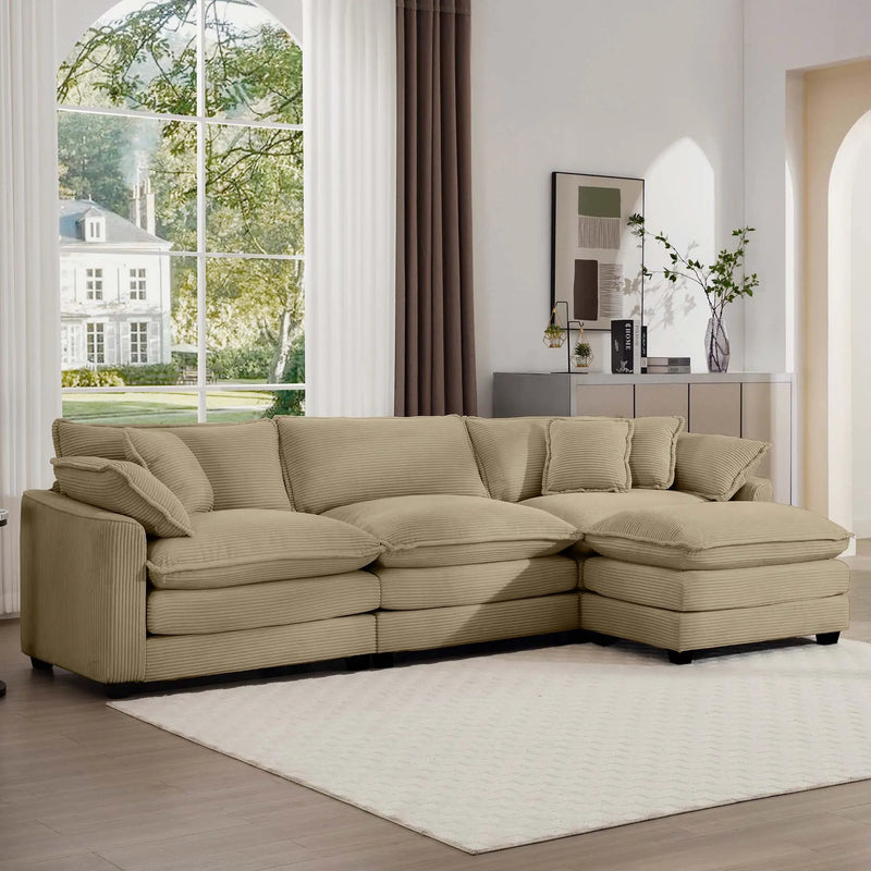 Modern Oversized Modular Cushion Sofa With Ottoman, Low Back, Deep Seating Sofa Set by Unique Piece Furniture