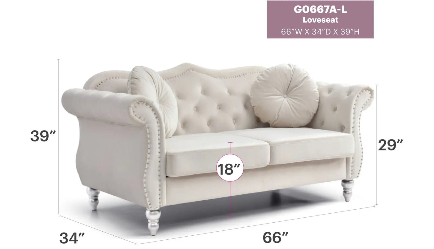 Stylish Flared Arm Loveseat by HouseOfZazla