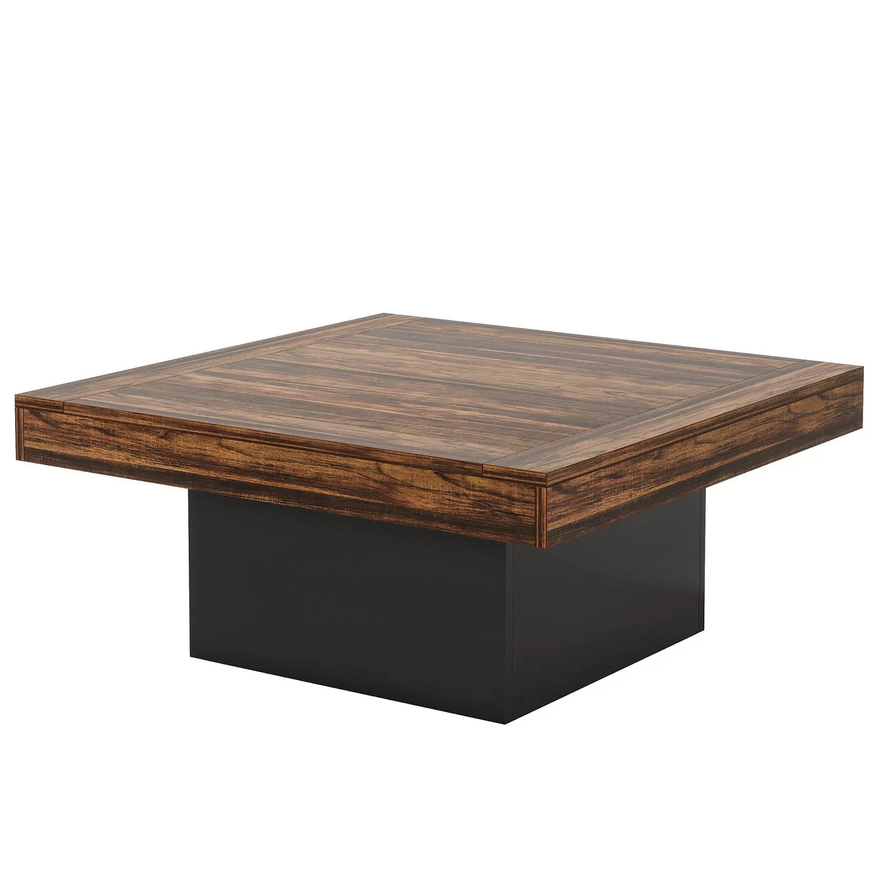 LED Coffee Table With Base, Center Table For Living Room - Rustic Brown by HouseOfZazla