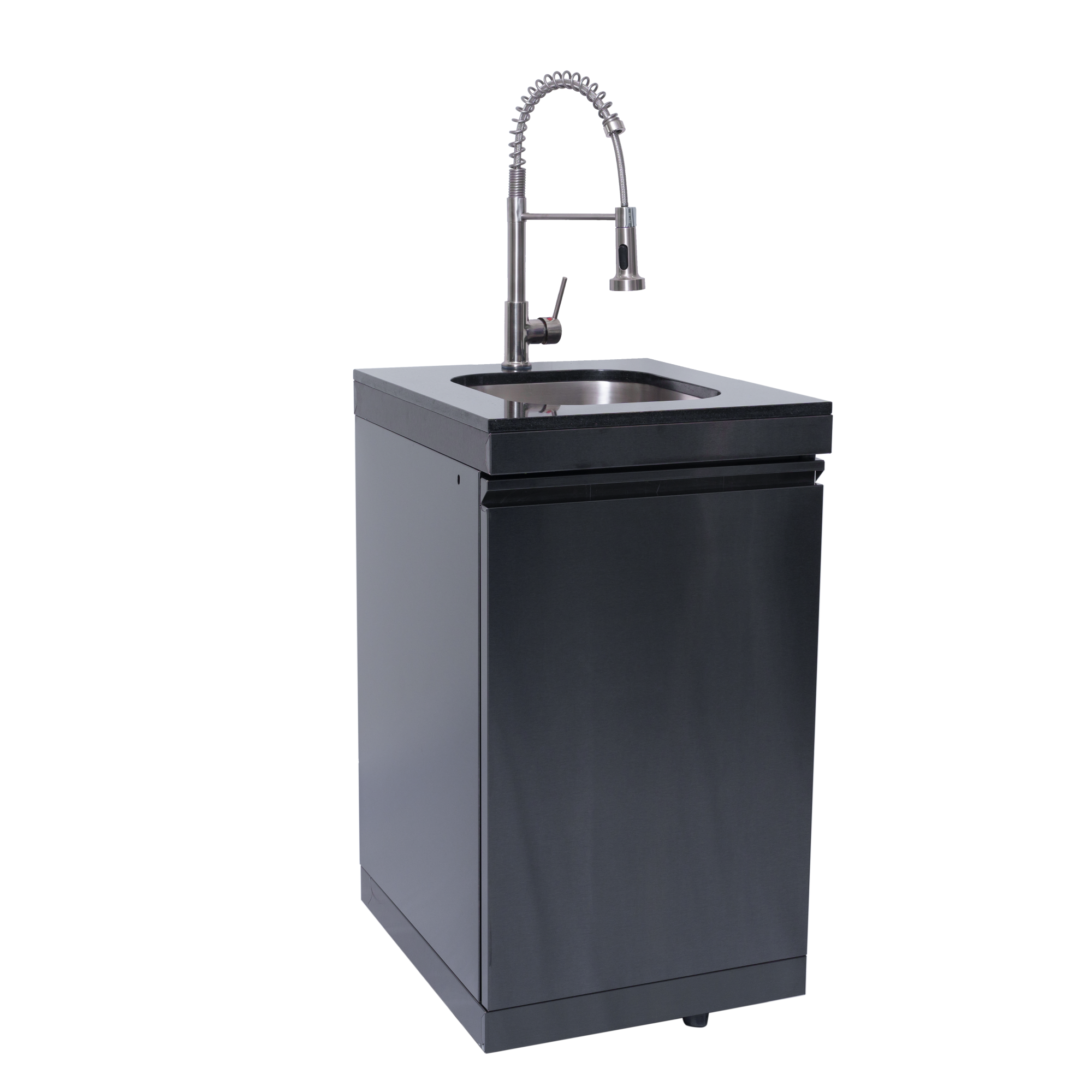 NG 85" 6-Burner 85,000 BTU Black Outdoor Kitchen Island Grill Refrigerator + Rotisserie Kit + Sink by Chery Industrial