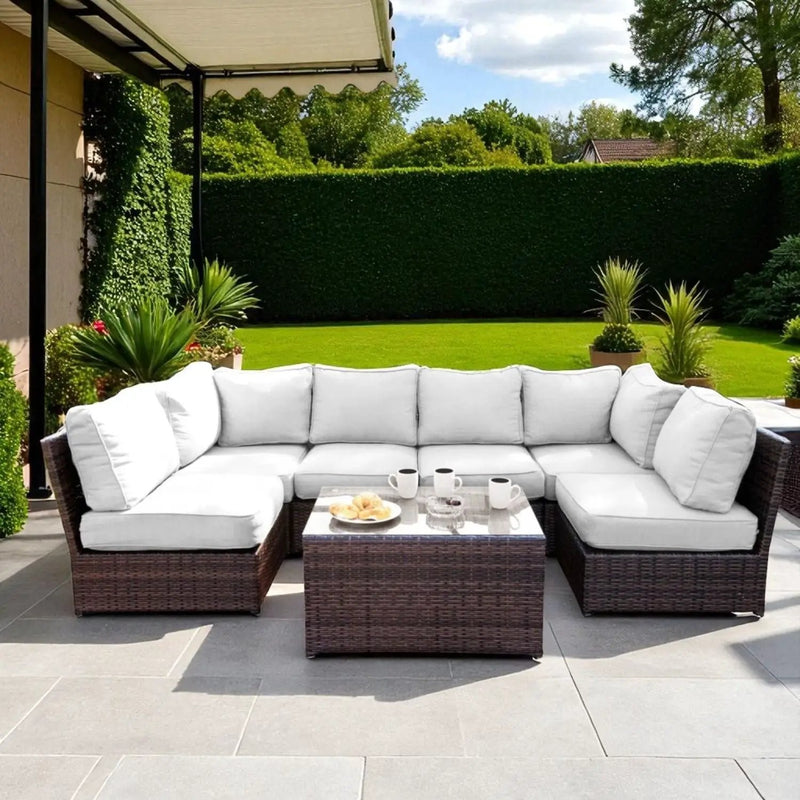 Comfortable Modern Patio Rattan Sectional Set With Cushions by HouseOfZazla