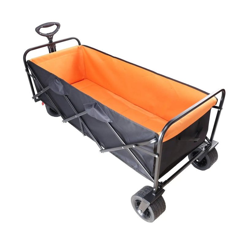 Big Large Capacity Folding Wagon Cart with Extender (Black + Orange) by HouseOfZazla