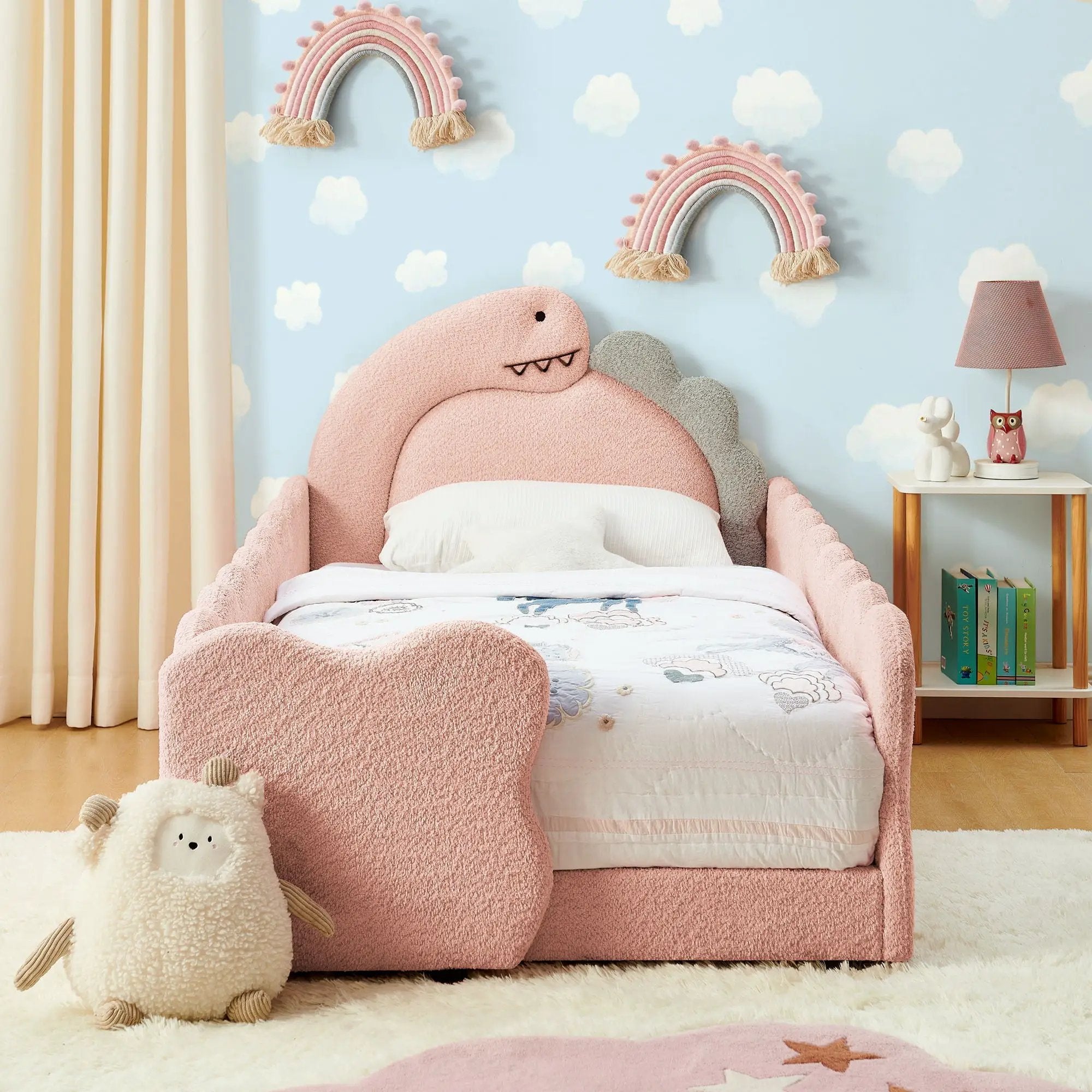 Cute Dinosaur Shaped Bed With Safety Guardrail, Toddler Frame by Unique Piece Furniture