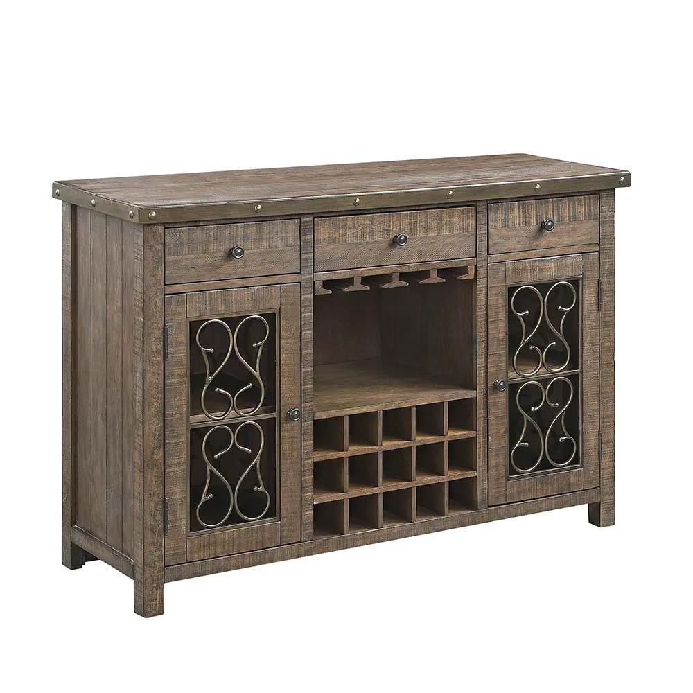 Raphaela - Server With Cup Holder & Wine Rack - Weathered Cherry by Unique Piece Furniture