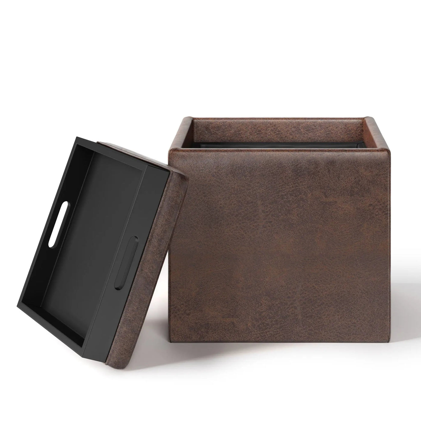 Rockwood - Upholstered Cube Storage Ottoman With Tray by HouseOfZazla