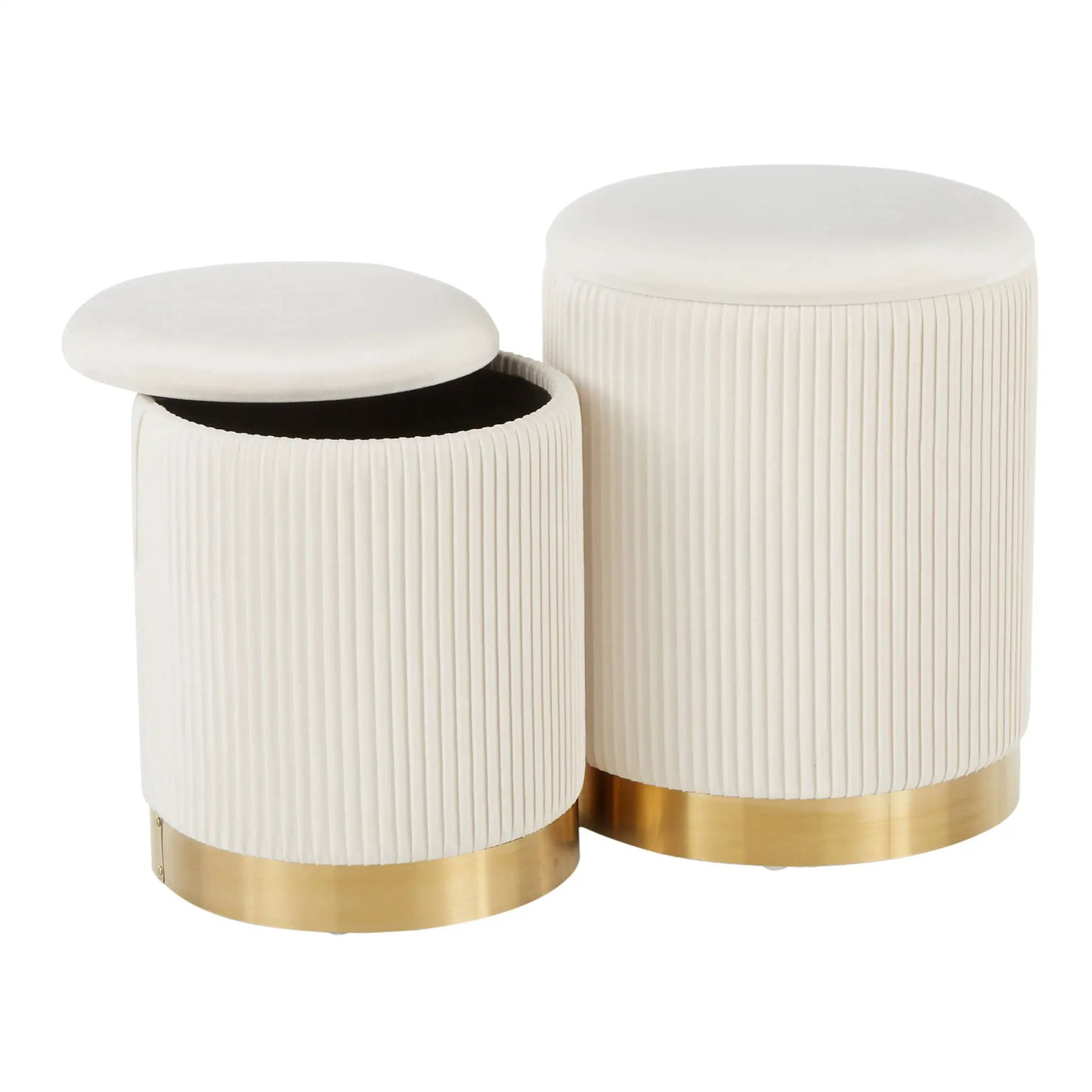 Marla - Contemporary Nesting Pleated Ottoman Set by HouseOfZazla