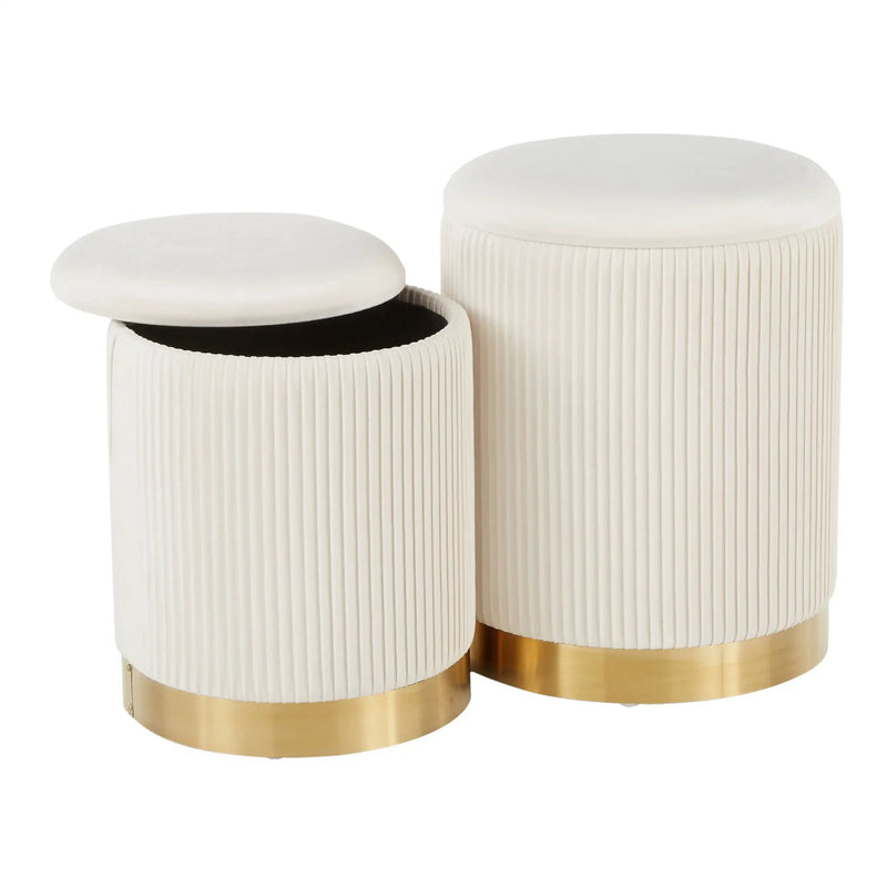 Marla - Contemporary Nesting Pleated Ottoman Set by HouseOfZazla