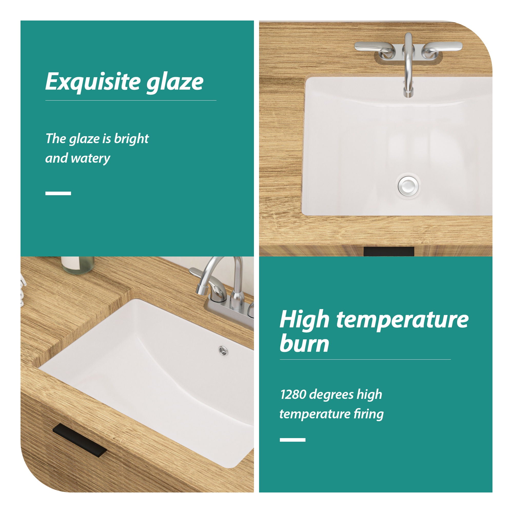Modern Ceramic Undermount Bathroom Sink With Overflow, High Quality by HouseOfZazla