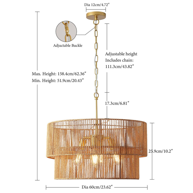 Chandelier, 2 Tier Boho Wabi Sabi Pendant Light, Hanging Ceiling Lamp - Gold by HouseOfZazla
