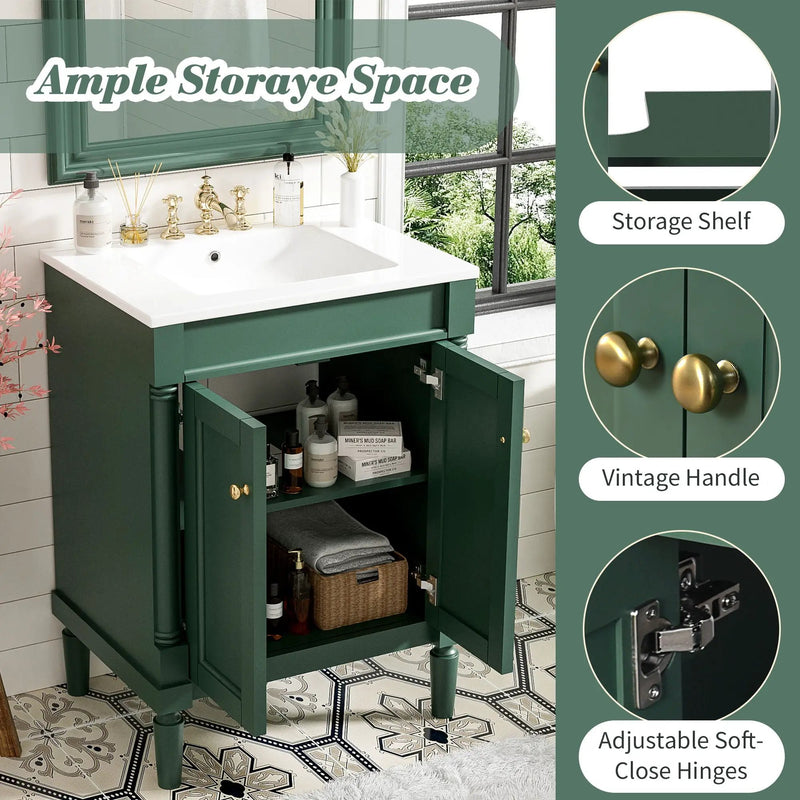 Bathroom Vanity With Top Sink, 2 Tier Storage Cabinet by Unique Piece Furniture