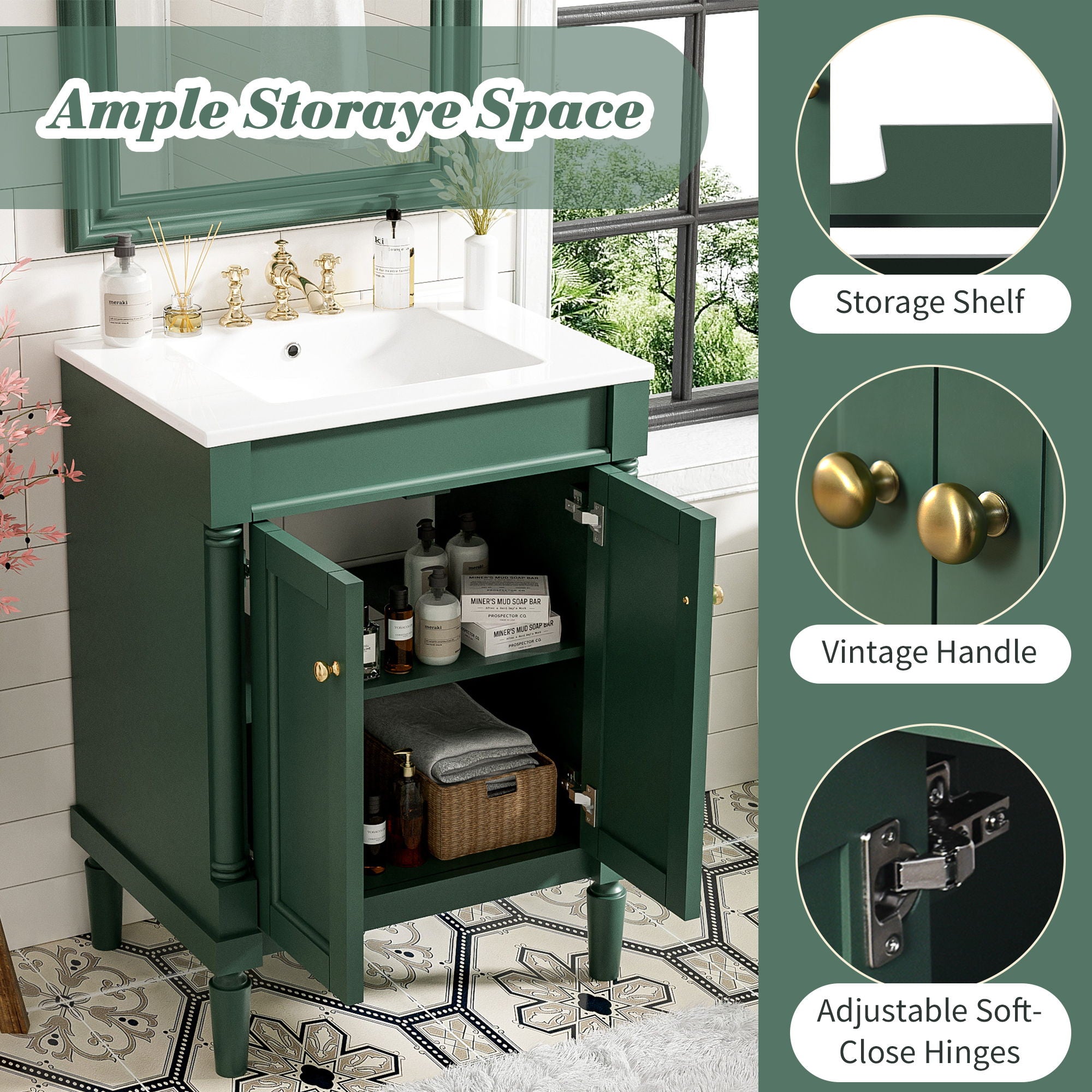 Bathroom Vanity With Top Sink, 2 Tier Storage Cabinet by Unique Piece Furniture
