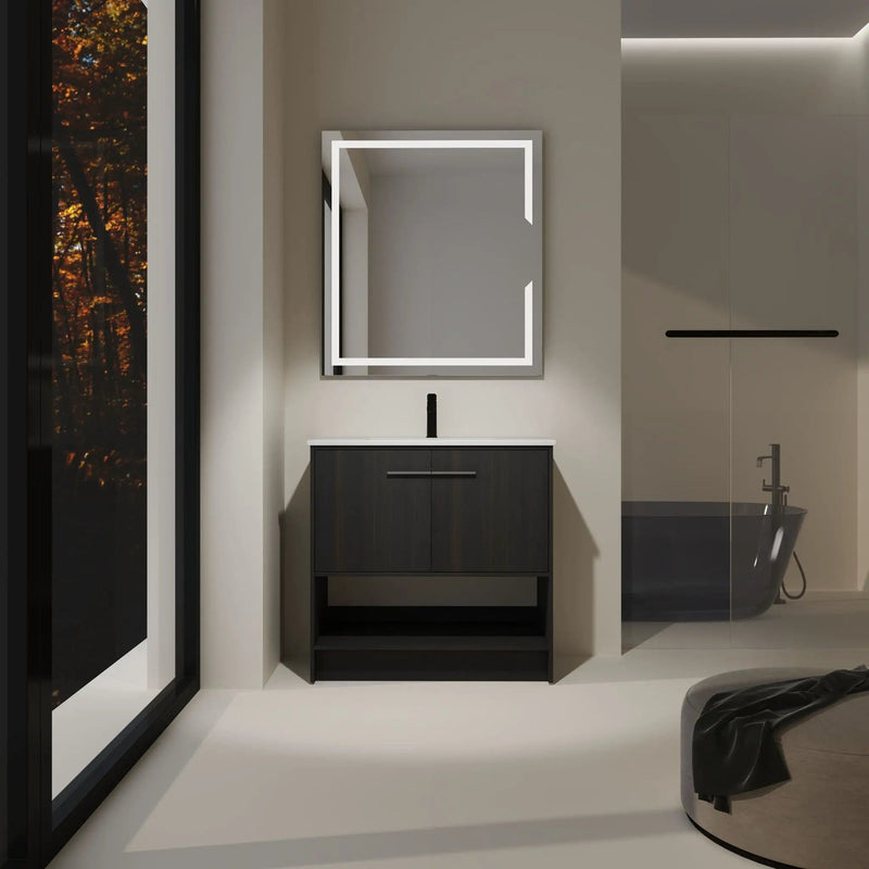 Modern Bathroom Vanity With Ceramic Sink, Freestanding Cabinet, Soft Closing Doors by Unique Piece Furniture