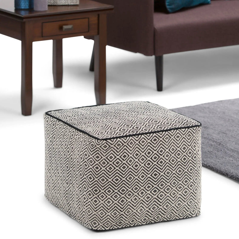 Brynn - Square Pouf - Patterned Black / Natural by Unique Piece Furniture