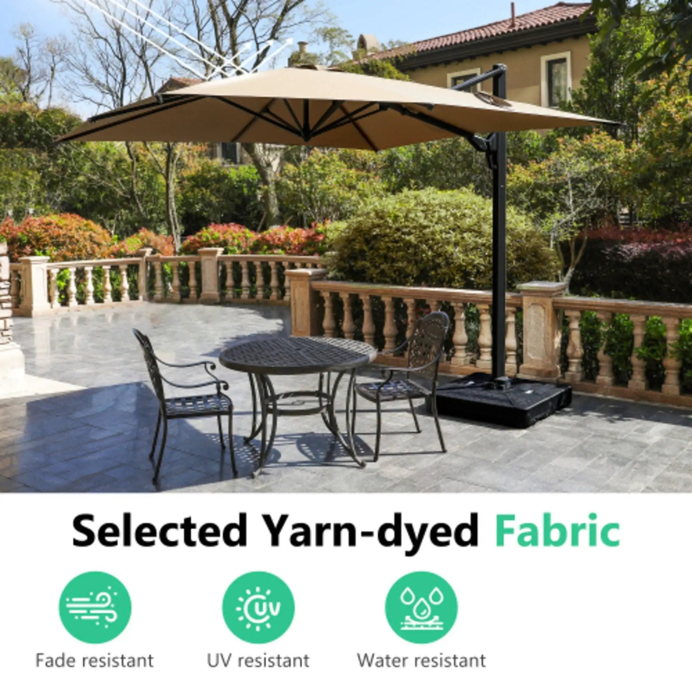 Round Cantilever Patio Umbrella With 360 Rotation & Infinite Tilt Adjustment by HouseOfZazla