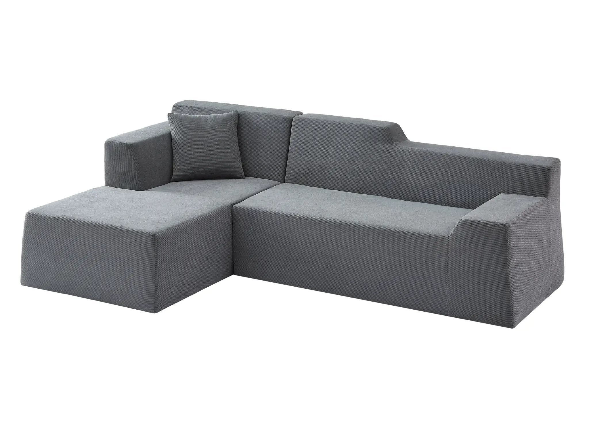 Modern Minimalist L-Shaped Corduroy High Back Sofa by HouseOfZazla