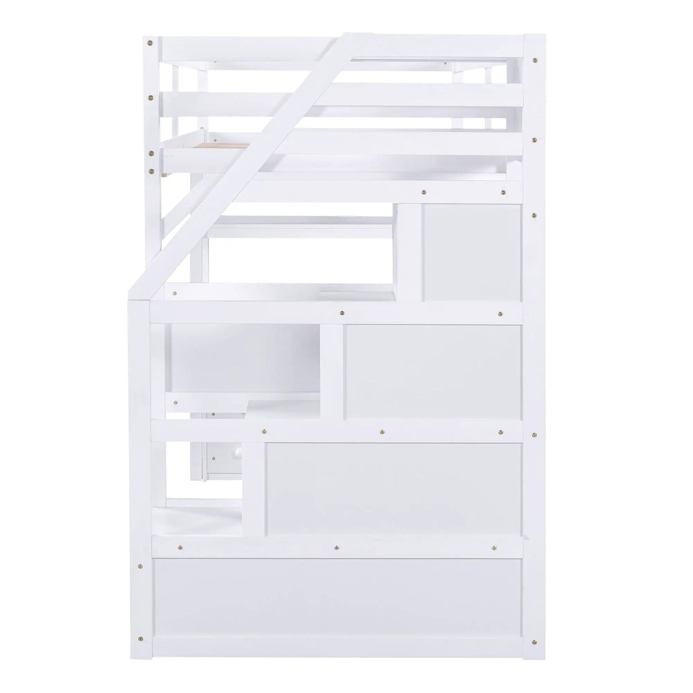 Loft Bed With Desk, Shelves, 2 Drawers, Storage Staircase by HouseOfZazla