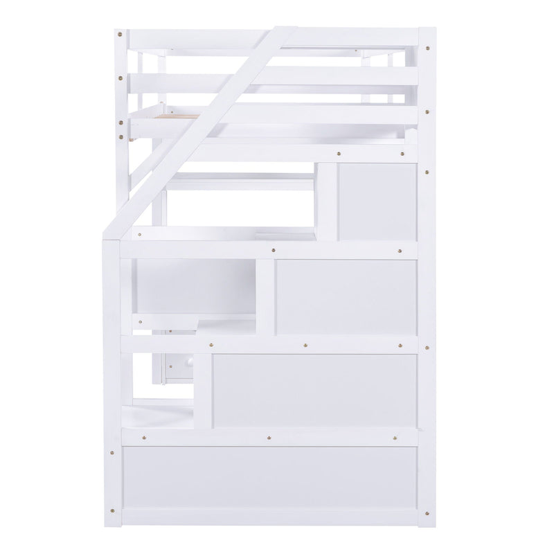 Loft Bed With Desk, Shelves, 2 Drawers, Storage Staircase by HouseOfZazla