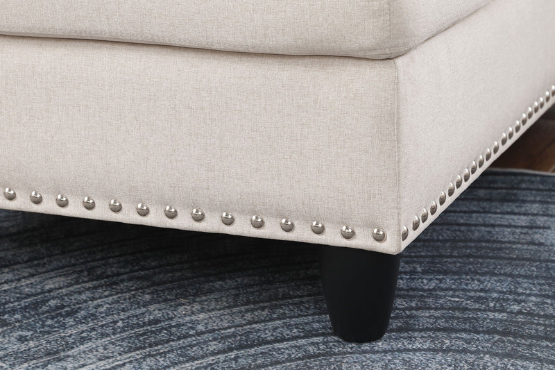 Alger - Wide Left Hand Facing Sofa & Chaise With Ottoman - Beige by HouseOfZazla