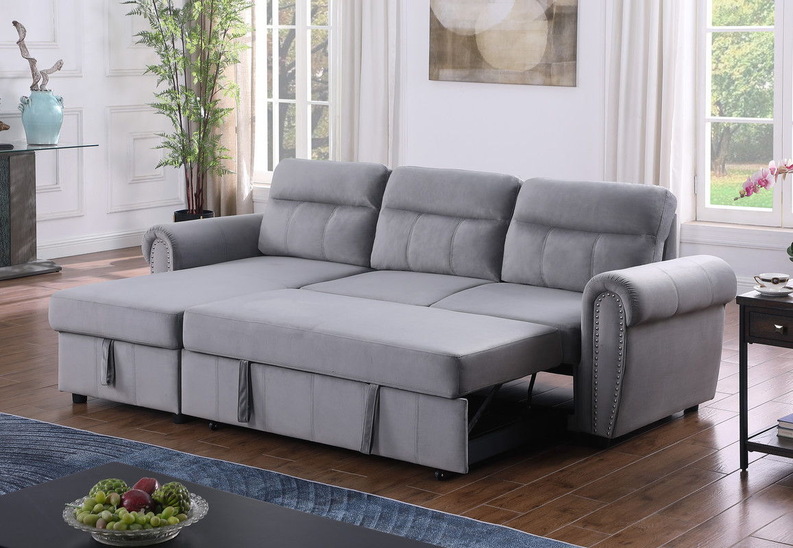 Ashton - Reversible Sleeper Sectional Sofa Chaise by HouseOfZazla