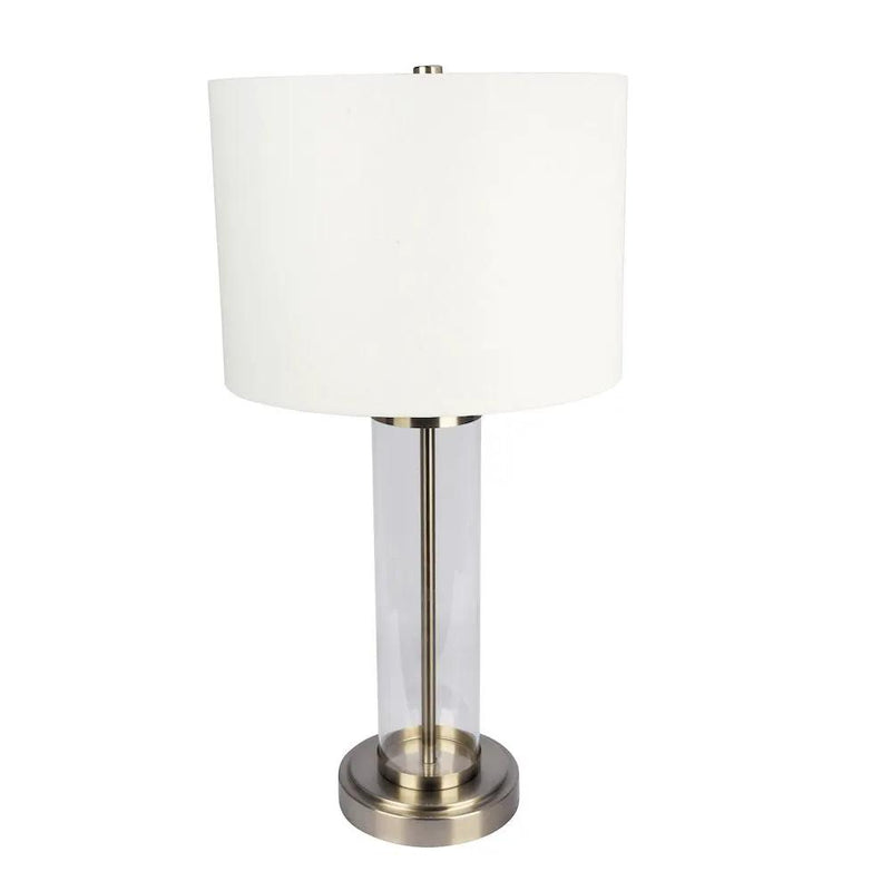 Luna - Table Lamp With On / Off Switch Clear Body Base - Clear / Silver / White by HouseOfZazla