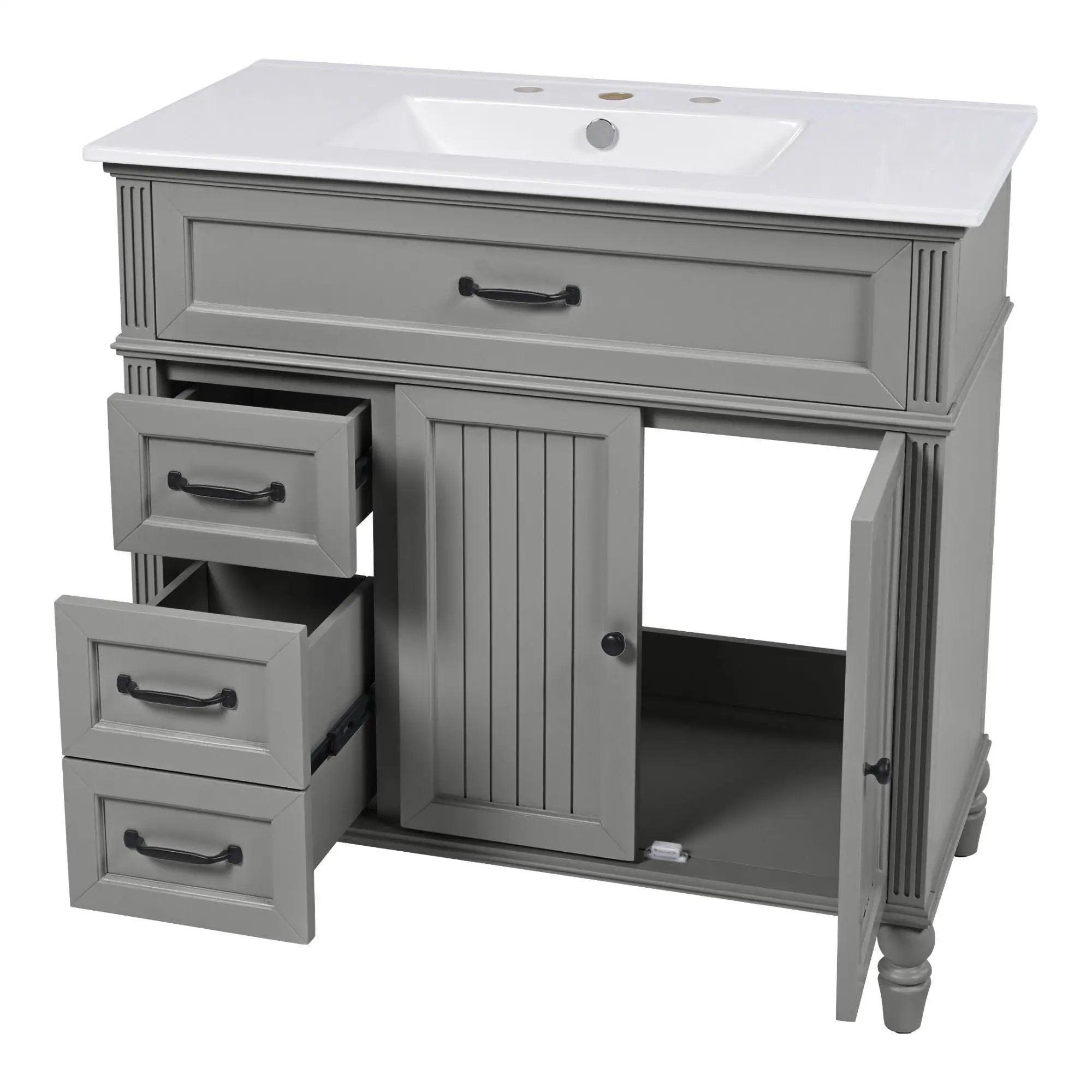 Bathroom Vanity With Sink, Freestanding Cabinet & Drawers by HouseOfZazla