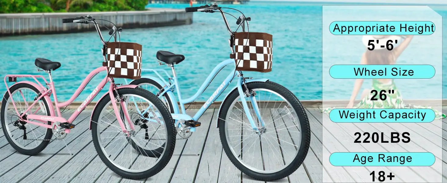 26 Inch 7-Speed City Commuter Bike With Lock & Detachable Basket by HouseOfZazla