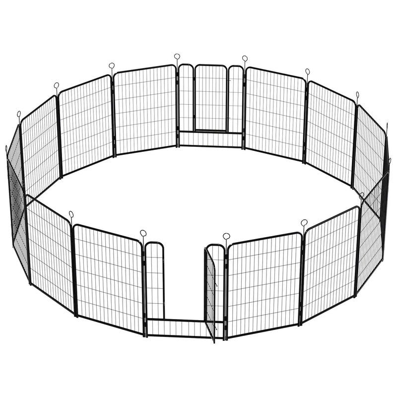 Dog Playpen, 16 Panels Pet Exercise Pen Indoor / Outdoor Fence With Anti Skid Base - Black by HouseOfZazla