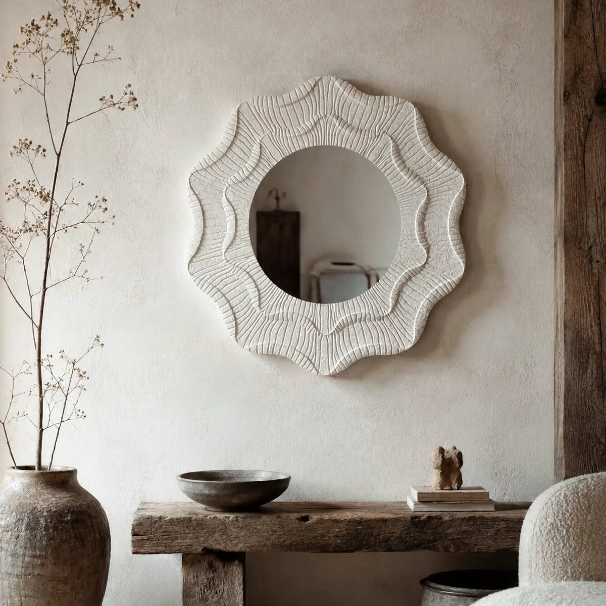 31.5 Inch Wavy Flower Wall Mirror by HouseOfZazla