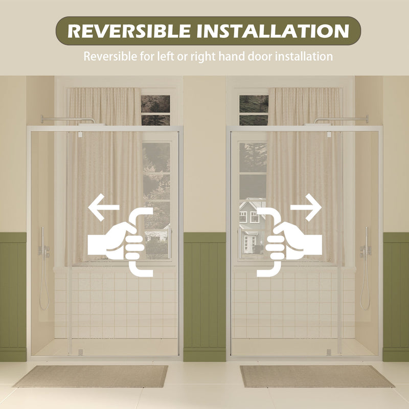 47-49" W × 72" H Pivot Shower Door with Brushed Nickel Finish by HouseOfZazla