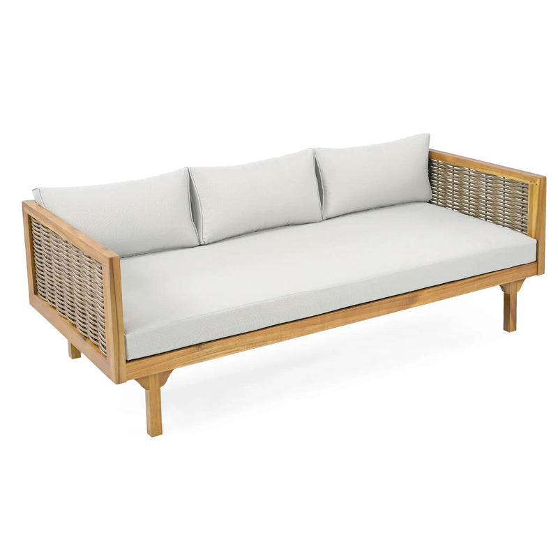 Claremont 3 Seater Daybed Teak Acacia Wood Water Resistant Cushions by HouseOfZazla