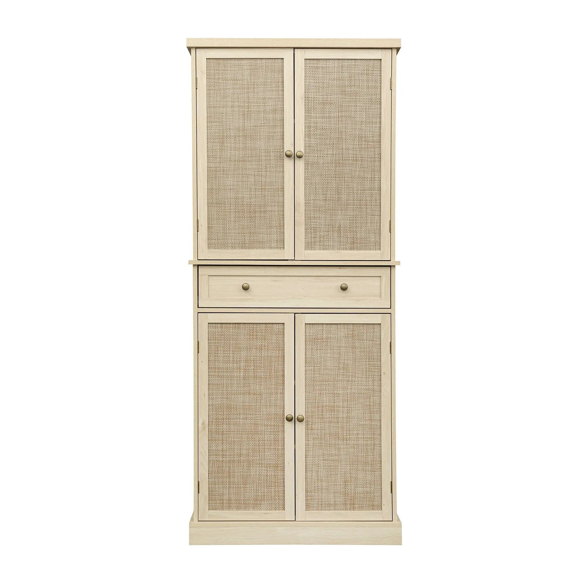 4 Door Storage Cabinet With 1 Drawer And 4 Adjustable Inner Shelves - Natural by HouseOfZazla