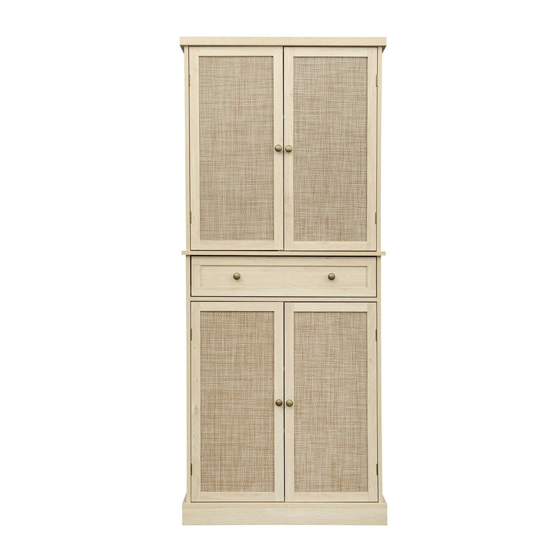 4 Door Storage Cabinet With 1 Drawer And 4 Adjustable Inner Shelves - Natural by HouseOfZazla