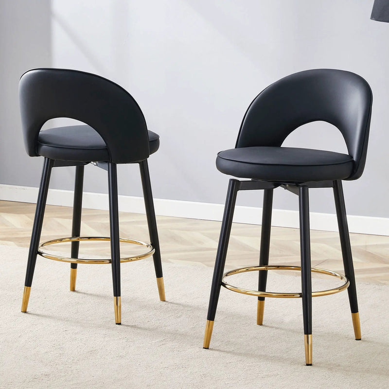 Modern Upholstered 360° Rotatable Bar Chair With Metal Legs For Dining Room (Set of 2) by HouseOfZazla