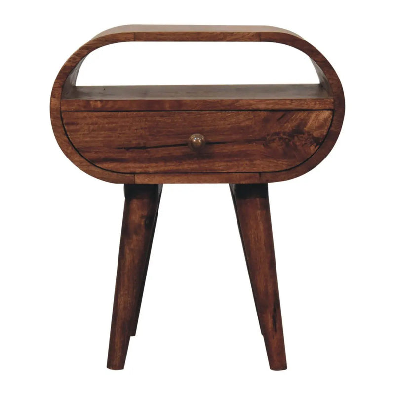 Circular Bedside Table With Open Slot - Caramel by Unique Piece Furniture