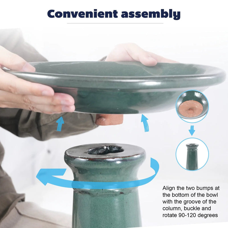 Ceramic Pedestal Bird Bath for Outdoor Garden by HouseOfZazla