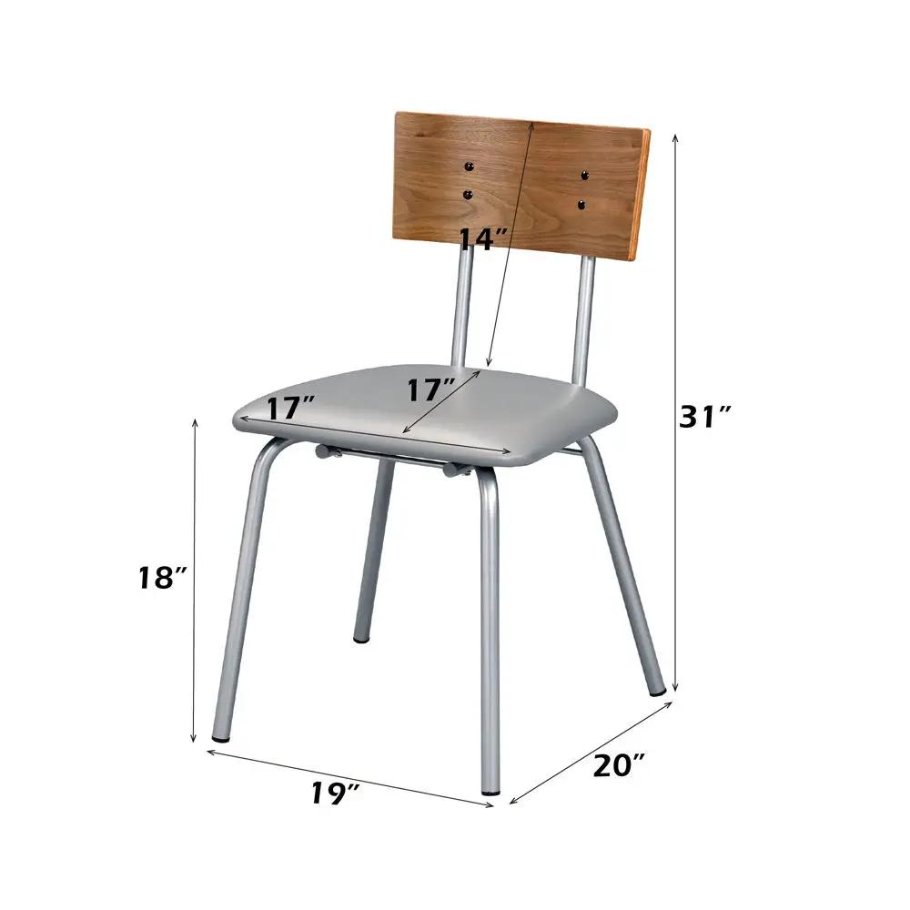 Jurgen - Side Chair (Set of 2) - Gray Synthetic Leather, Oak & Silver by Unique Piece Furniture