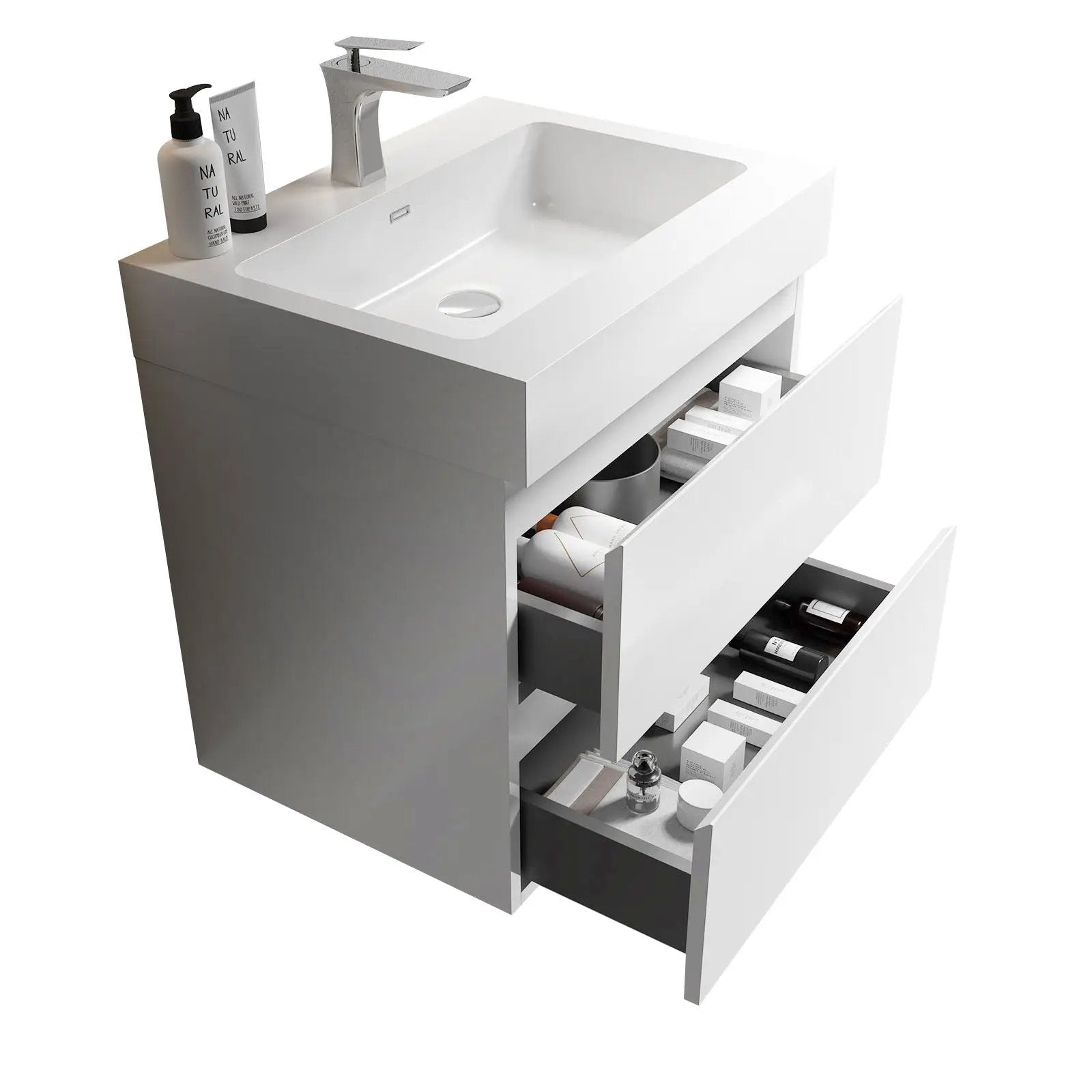 Alice - Bathroom Vanity With Large Storage, Sink, Wall Mounted by Unique Piece Furniture