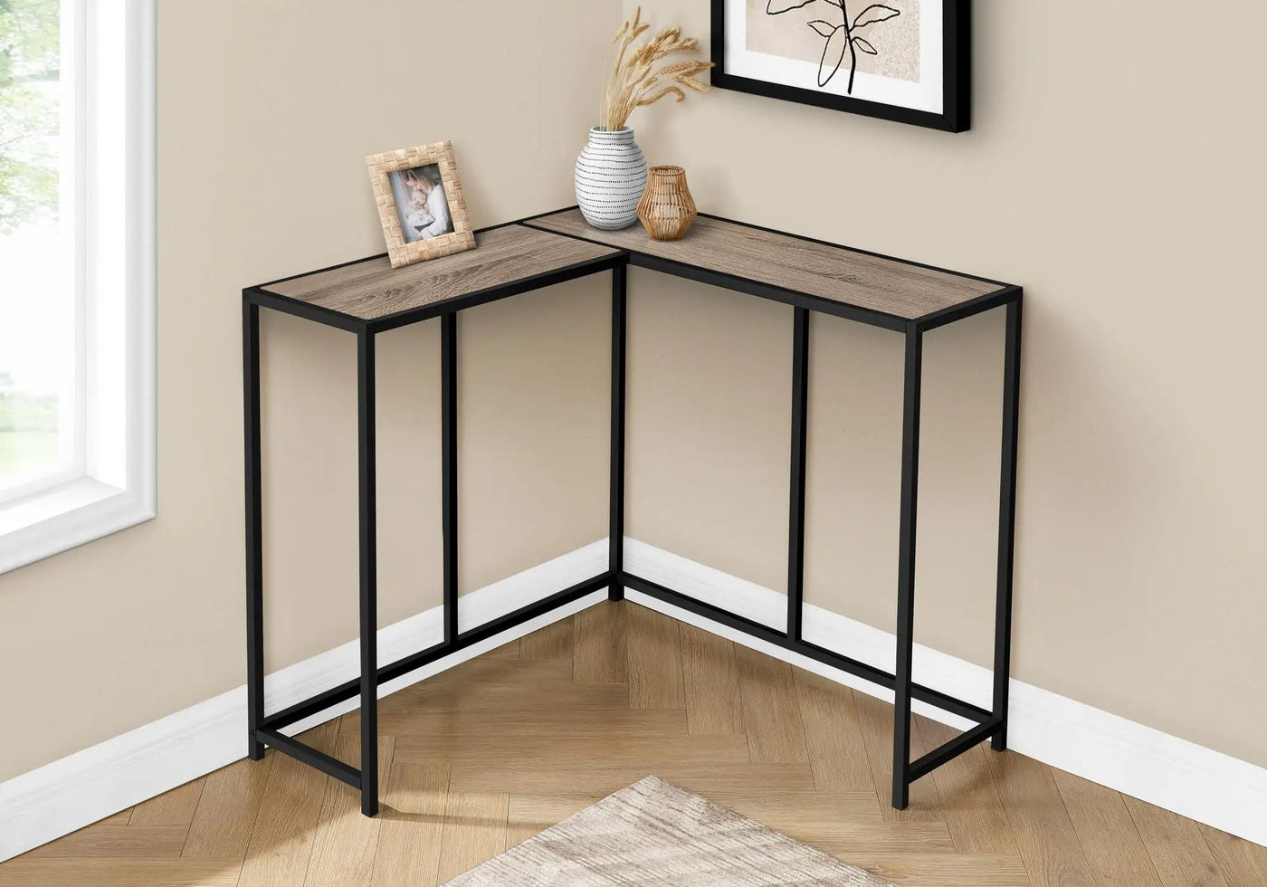 Corner Accent Console Table For Entryway, Unique L-Shaped Design by Unique Piece Furniture