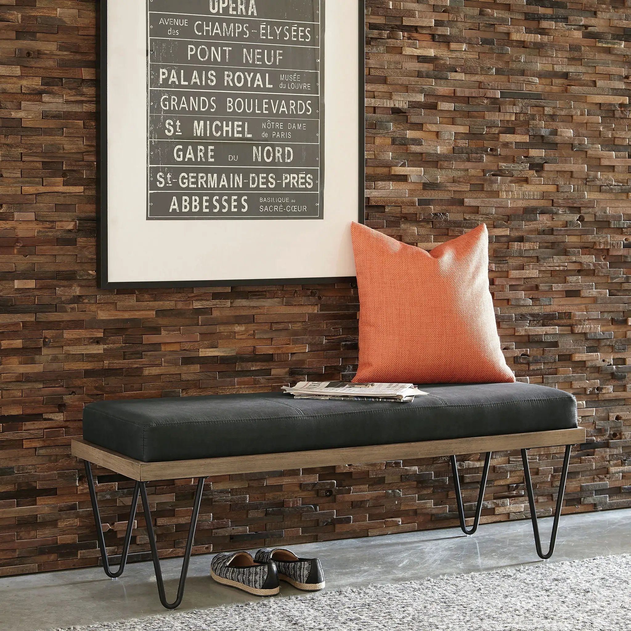 Chad Denim Upholstered Accent Bench Dark Blue by Unique Piece Furniture